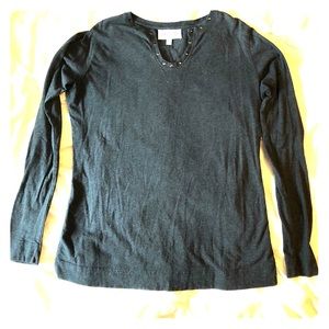 Panhandle Slim charcoal grey studded neckline top